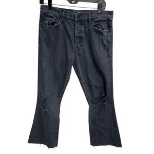 Mother Denim Jeans The Nomad Crop Fray Faded Black Size 26 Grunge Emo‎ Goth